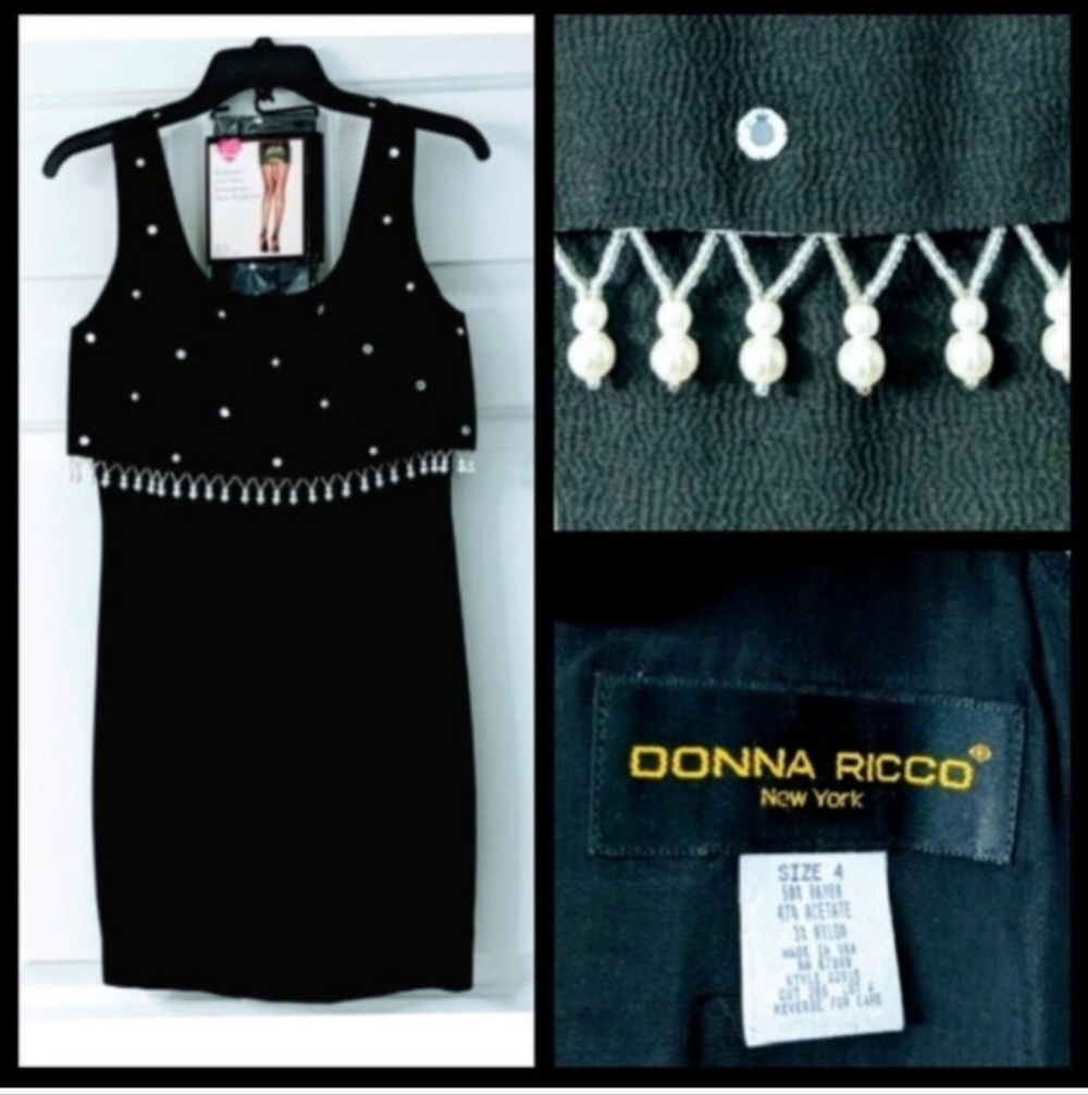 Summer Party Dress Cocktail Size 4 LBD Donna Ricco 👋 FINAL MARKDOWN CLOSING - Picture 2 of 7